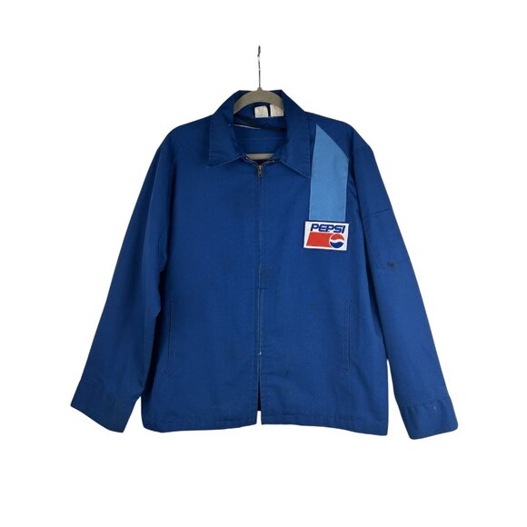 Vintage PEPSI 70s Delivery Work Blue Mens Medium Jacket Rare - Picture 1 of 16